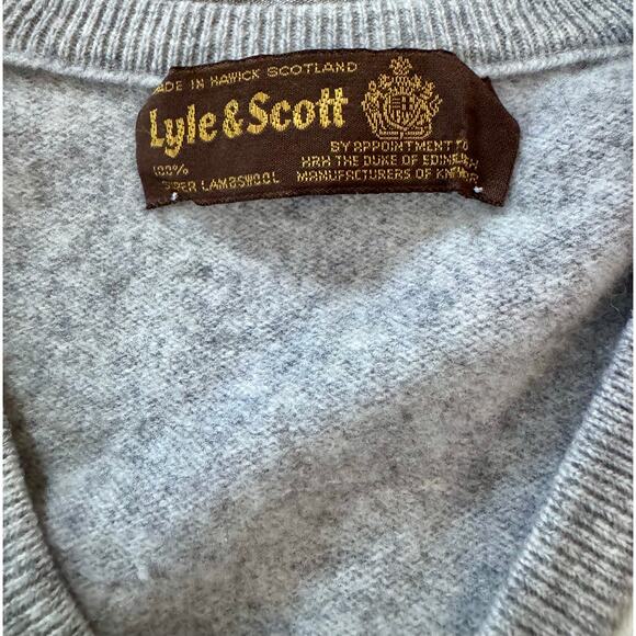 VTG Lyle & Scott Lambswool Argyle V Neck Golf Sweater Men Medium Scotland HRH - Picture 3 of 5